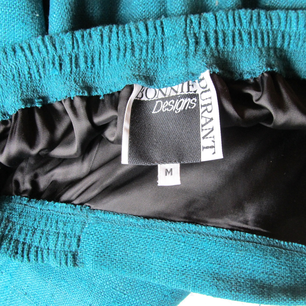 Bonnie Durant teal raw silk skirt - Picture 3 of 4